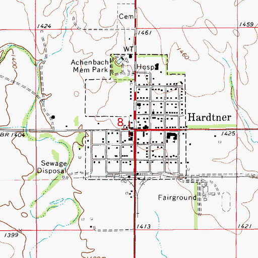 Topographic Map of Hardtner, KS