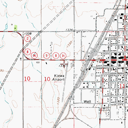 Topographic Map of Kiowa Airport (historical), KS