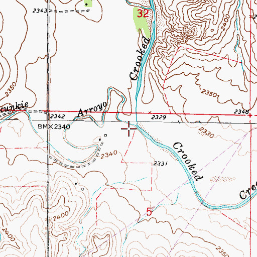 Topographic Map of Skunkie Arroyo, KS