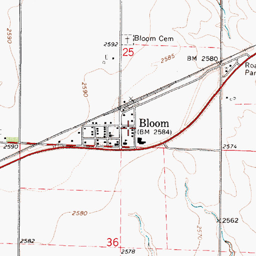 Topographic Map of Bloom, KS