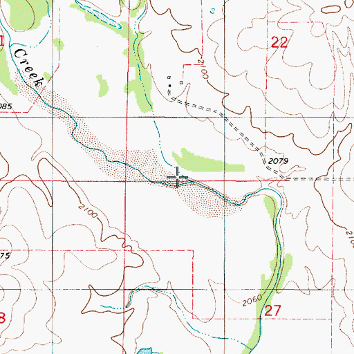 Topographic Map of Cat Creek, KS