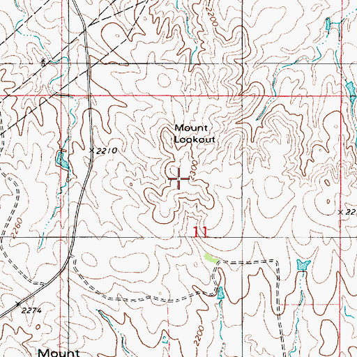 Topographic Map of Mount Lookout, KS