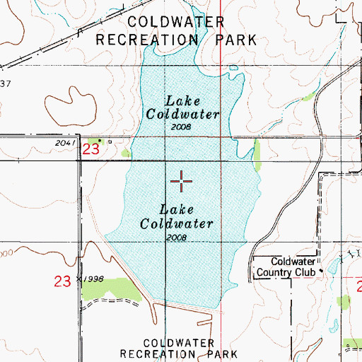 Topographic Map of Lake Coldwater, KS