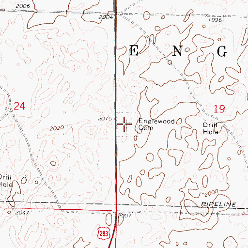 Topographic Map of Englewood Cemetery, KS