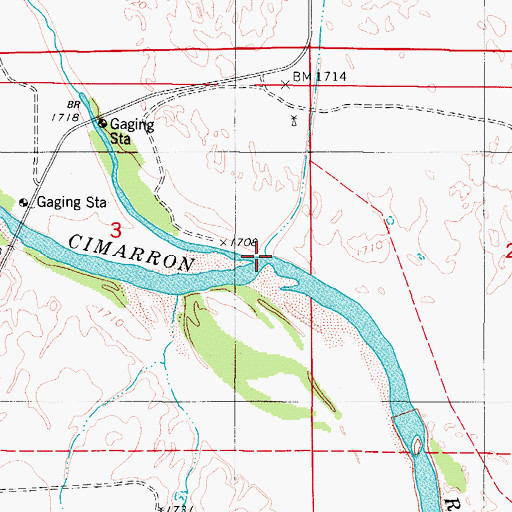 Topographic Map of Bluff Creek, KS