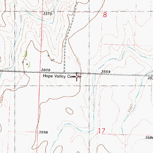 Topographic Map of Hope Valley Cemetery, KS