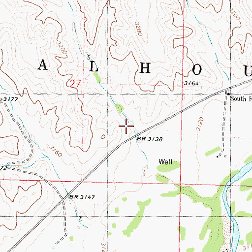 Topographic Map of Arnold Harvey Canyon, KS