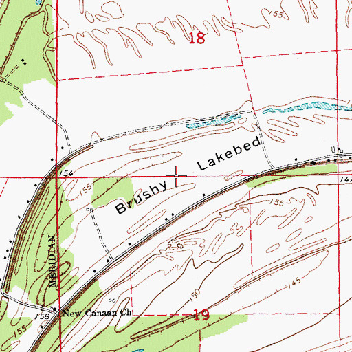 Topographic Map of Brushy Lakebed, AR
