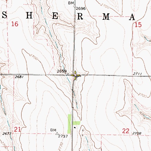 Topographic Map of Township of Sherman, KS
