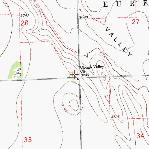 Topographic Map of Clough Valley Church, KS