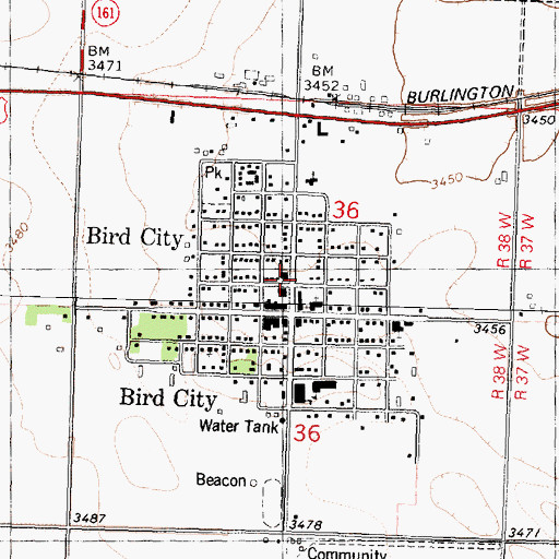 Topographic Map of Bird City, KS