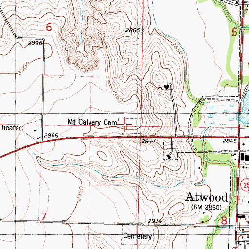 Topographic Map of Mount Calvary Cemetery, KS