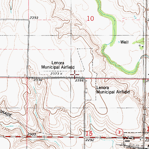Topographic Map of Lenora Municipal Airport, KS