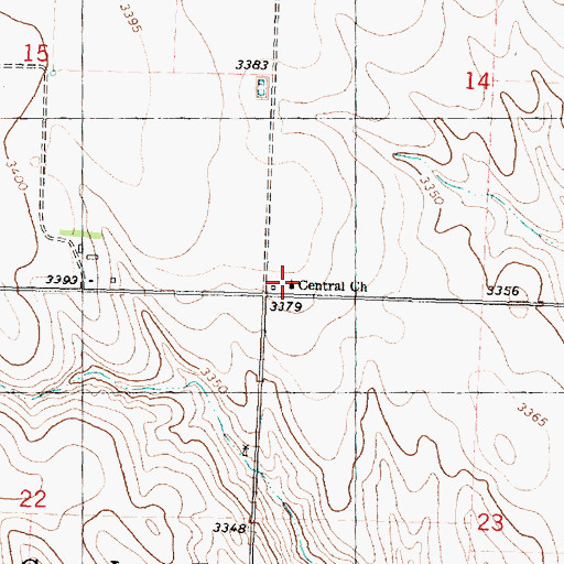 Topographic Map of Central School, KS