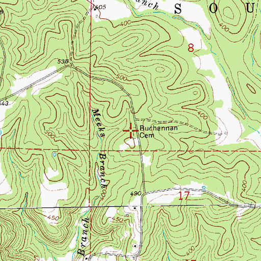 Topographic Map of Buchannan Cemetery, AR