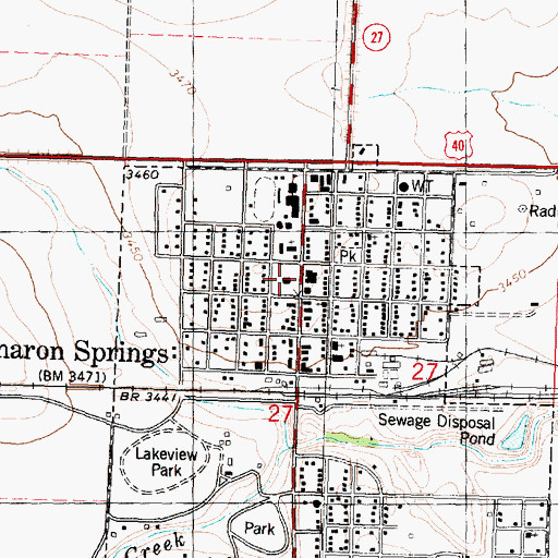 Topographic Map of Sharon Springs, KS