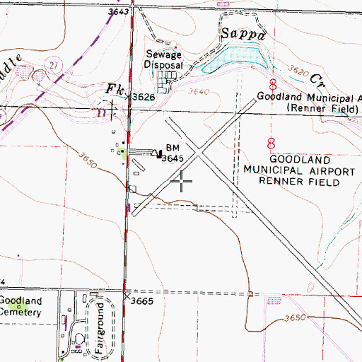 Topographic Map of Renner Field /Goodland Municipal Airport, KS