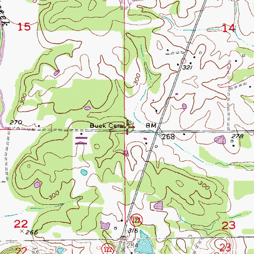 Topographic Map of Buck Cemetery, AR