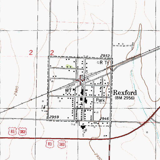 Topographic Map of Rexford, KS
