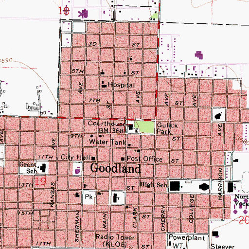 Topographic Map of Goodland, KS