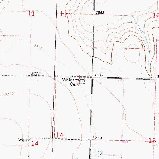 Topographic Map of Whistler Cemetery, KS
