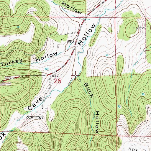 Topographic Map of Buck Hollow, AR