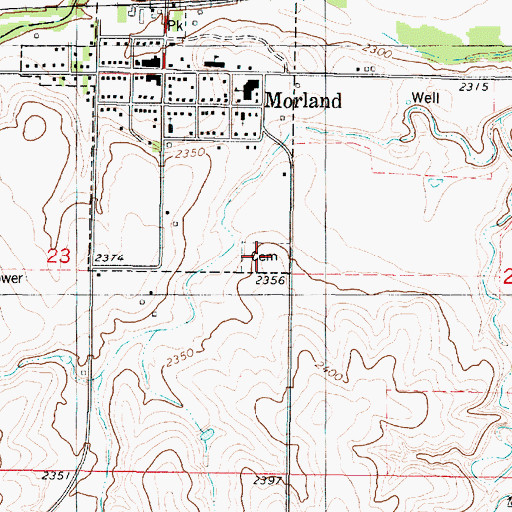 Topographic Map of Morland Cemetery, KS