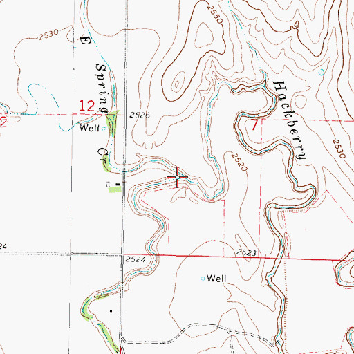 Topographic Map of East Spring Creek, KS
