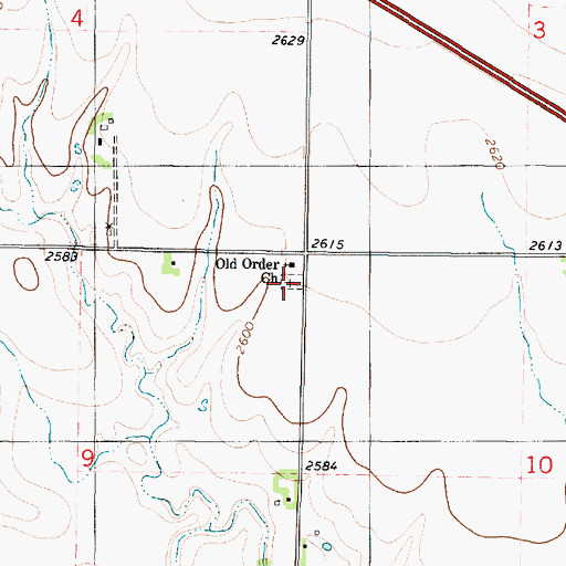 Topographic Map of Old Order German Baptist Cemetery, KS