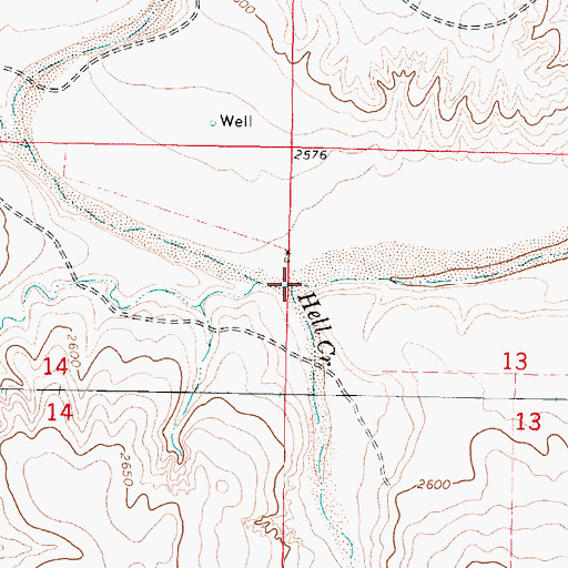 Topographic Map of Hell Creek, KS