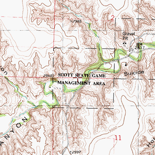 Topographic Map of Scott State Game Management Area, KS