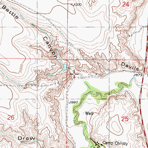 Topographic Map of Battle Canyon, KS
