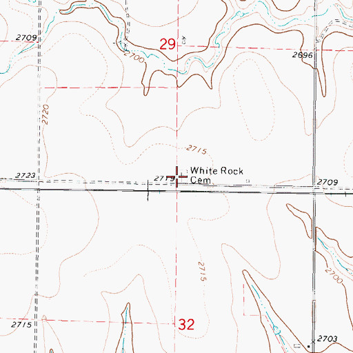 Topographic Map of White Rock Cemetery, KS