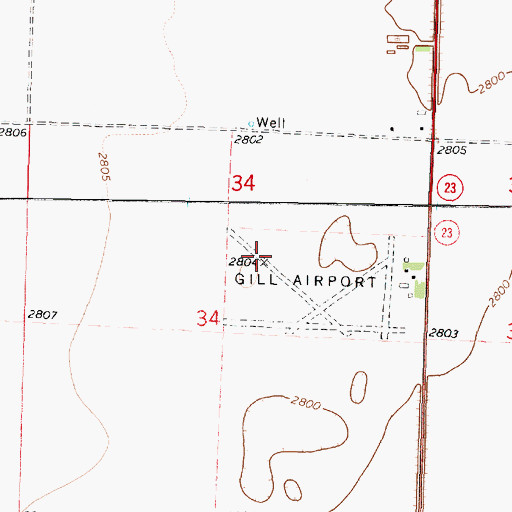Topographic Map of Gill Airport (historical), KS