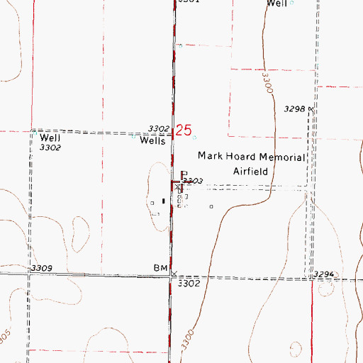 Topographic Map of Mark Hoard Memorial Airport, KS