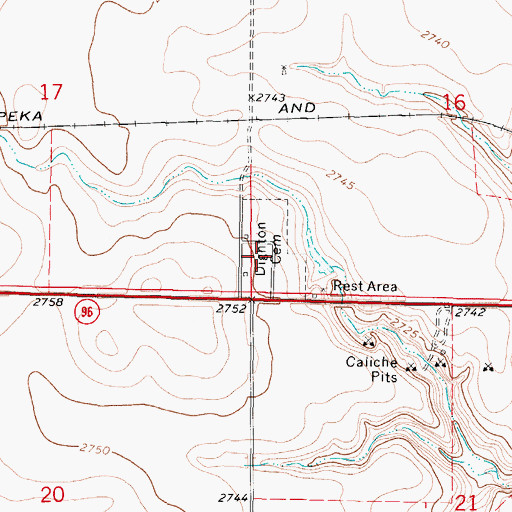Topographic Map of Dighton Cemetery, KS