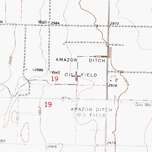 Topographic Map of Amazon Ditch Oil Field, KS