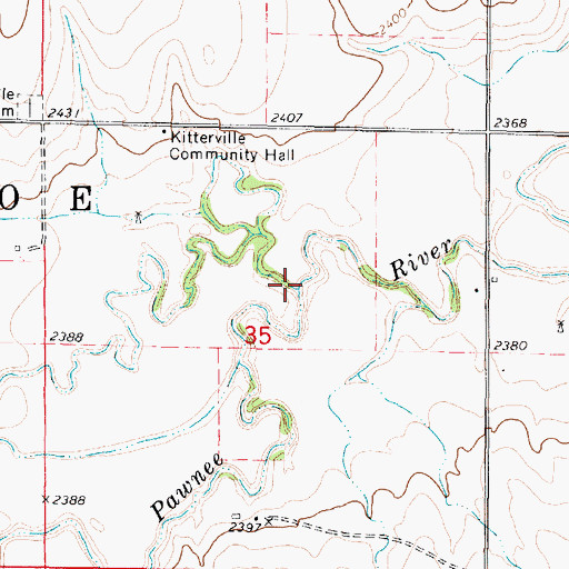 Topographic Map of Cottonwood Creek, KS