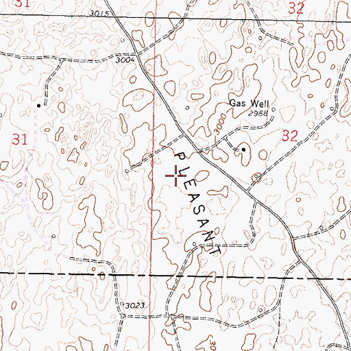 Topographic Map of Pleasant Prairie Oil Field, KS