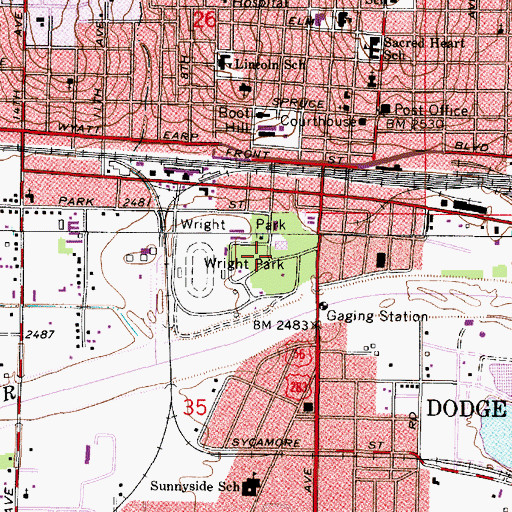Topographic Map of Wright Park, KS