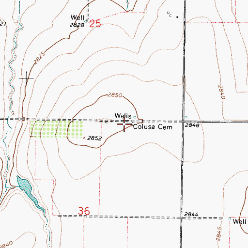 Topographic Map of Colusa Cemetery, KS