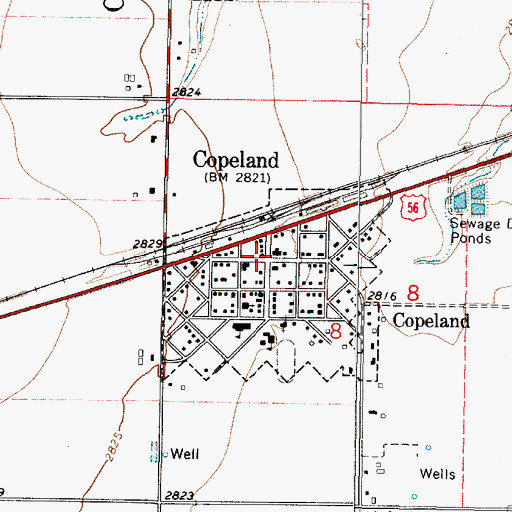 Topographic Map of Copeland, KS