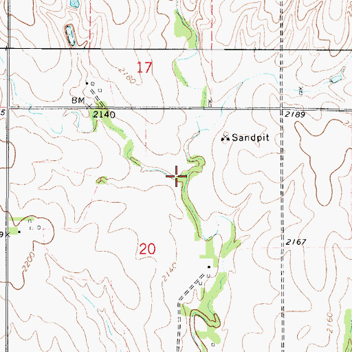 Topographic Map of Hanson Creek, KS