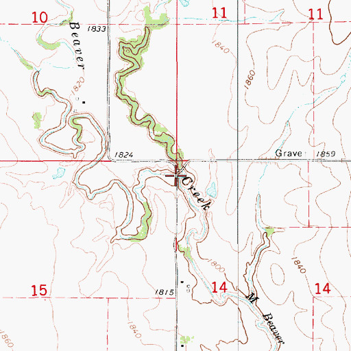 Topographic Map of Iowa Creek, KS