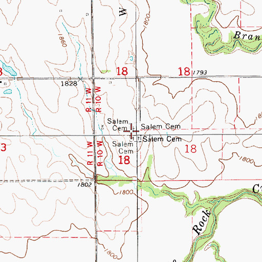 Topographic Map of Salem Cemetery, KS