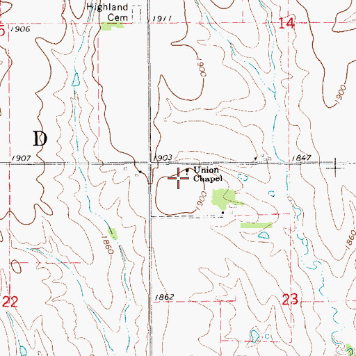 Topographic Map of Union Chapel, KS
