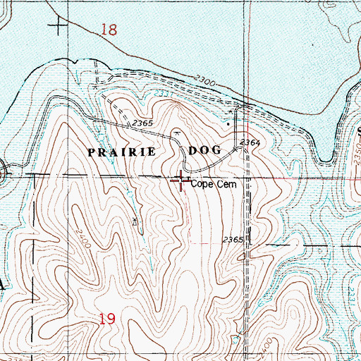 Topographic Map of Cope Cemetery, KS