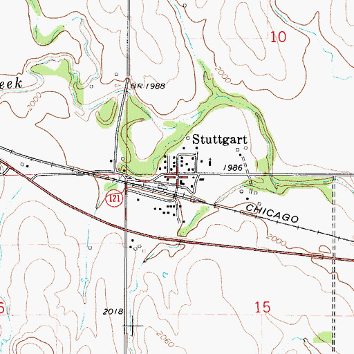 Topographic Map of Stuttgart, KS