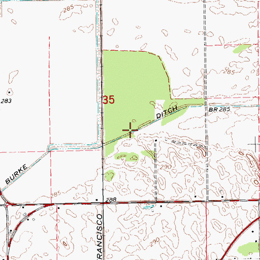 Topographic Map of Burke Ditch, AR