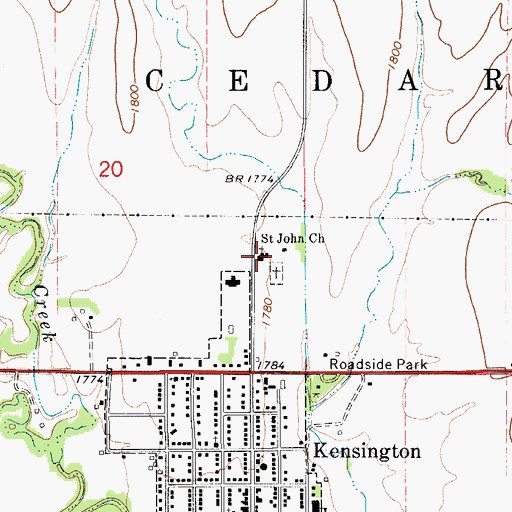 Topographic Map of Saint John Lutheran Church, KS